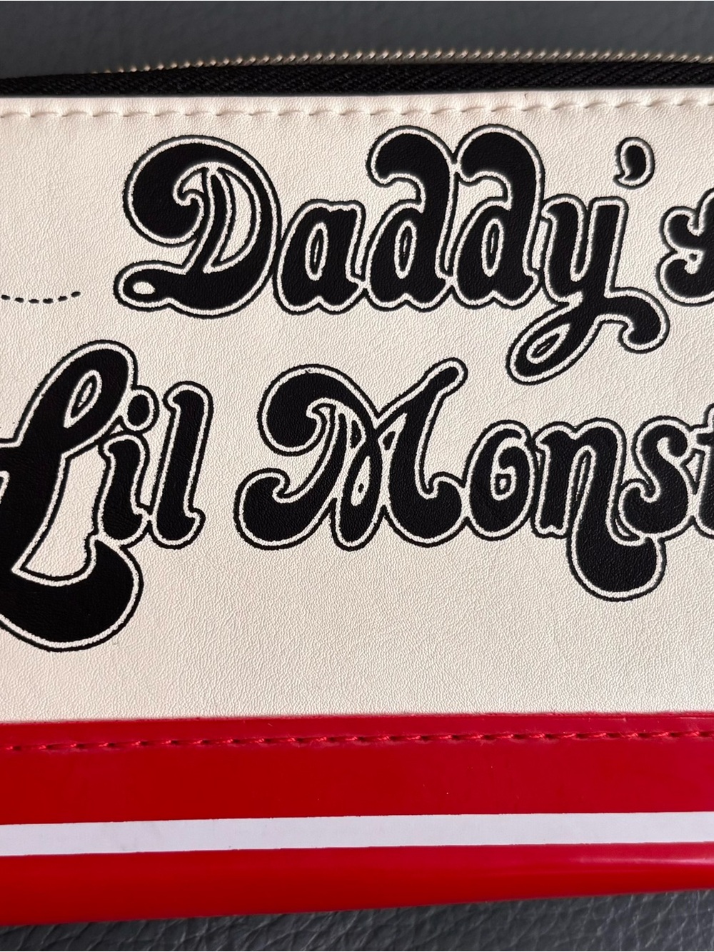 Daddy's Lil Monster Red & White Graphic Pouch